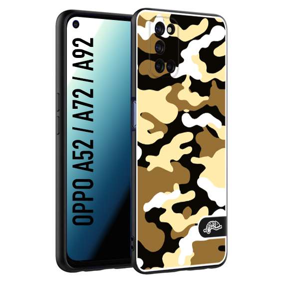 CUSTOMIZZA - Custodia cover nera morbida in tpu compatibile per Oppo A52 - A72 - A92 camouflage mimetico militare giallo desert brown