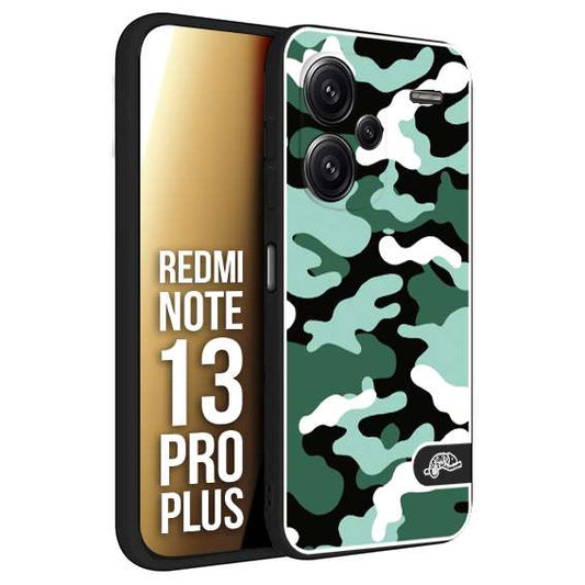 CUSTOMIZZA - Custodia cover nera morbida in tpu compatibile per Xiaomi Redmi Note 13 PRO PLUS camouflage mimetico militare verde green