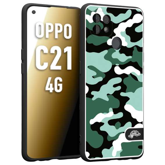 CUSTOMIZZA - Custodia cover nera morbida in tpu compatibile per Oppo Realme C21 4G camouflage mimetico militare verde green