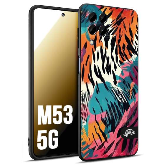 CUSTOMIZZA - Custodia cover nera morbida in tpu compatibile per Samsung M53 5G leopardato maculato tigrato tiger colorata summer color