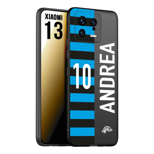 CUSTOMIZZA - Custodia cover nera morbida in tpu compatibile per Xiaomi 13 personalizzata calcio football nome e numero calciatori nerazzurra