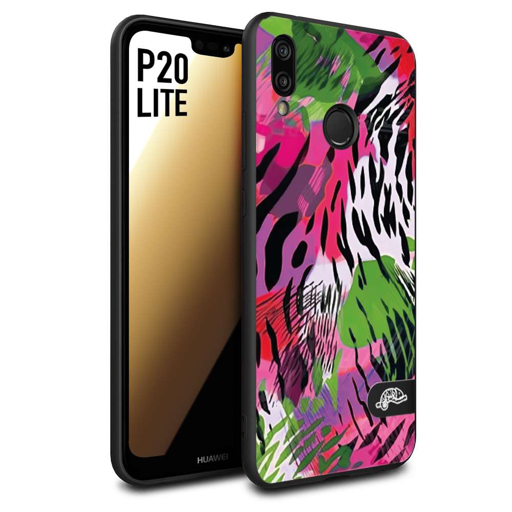 CUSTOMIZZA - Custodia cover nera morbida in tpu compatibile per Huawei P20 LITE leopardato tigrato tiger colorata summer color verde fucsia