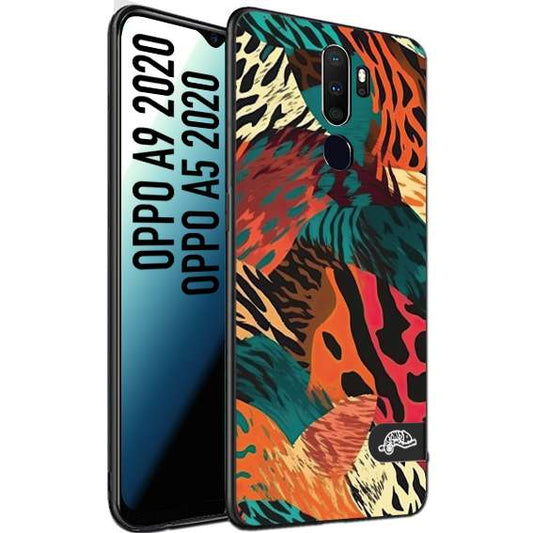 CUSTOMIZZA - Custodia cover nera morbida in tpu compatibile per Oppo A9 2020 - A5 2020 leopardato tigrato tiger colorata summer arancio verde fucsia