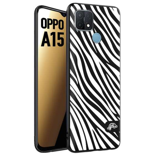 CUSTOMIZZA - Custodia cover nera morbida in tpu compatibile per Oppo A15 zebrata maculata a rilievo soft touch donna bianca