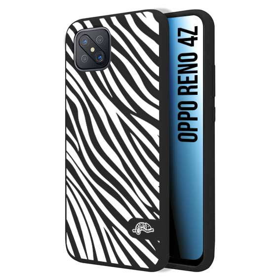 CUSTOMIZZA - Custodia cover nera morbida in tpu compatibile per Oppo Reno 4Z zebrata maculata a rilievo soft touch donna bianca