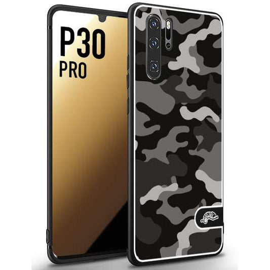 CUSTOMIZZA - Custodia cover nera morbida in tpu compatibile per Huawei P30 PRO camouflage mimetico militare nero black grigio