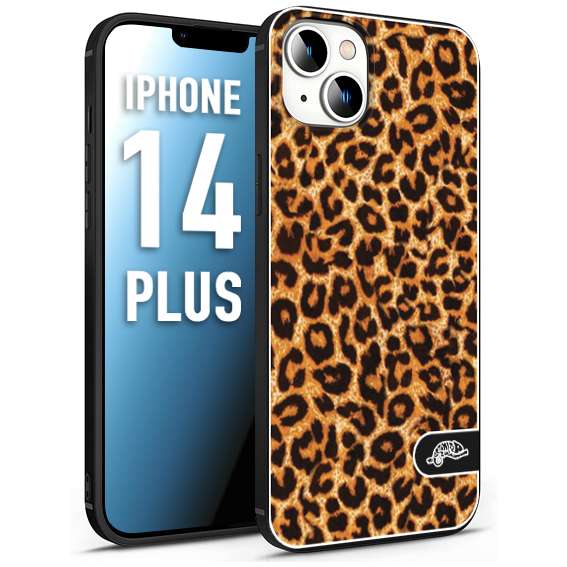 CUSTOMIZZA - Custodia cover nera morbida in tpu compatibile per iPhone 14 PLUS leopardato maculato donna marrone leopard brown