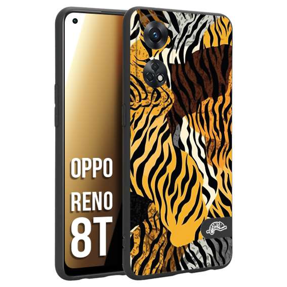 CUSTOMIZZA - Custodia cover nera morbida in tpu compatibile per Oppo Reno 8T leopardato tigrato tiger colorata donna fashion estate