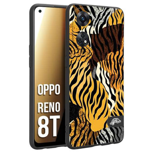 CUSTOMIZZA - Custodia cover nera morbida in tpu compatibile per Oppo Reno 8T leopardato tigrato tiger colorata donna fashion estate