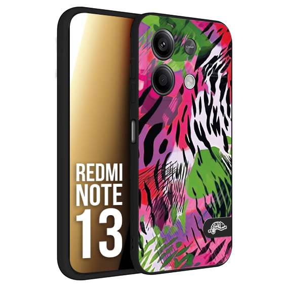 CUSTOMIZZA - Custodia cover nera morbida in tpu compatibile per Xiaomi Redmi Note 13 leopardato tigrato tiger colorata summer color verde fucsia