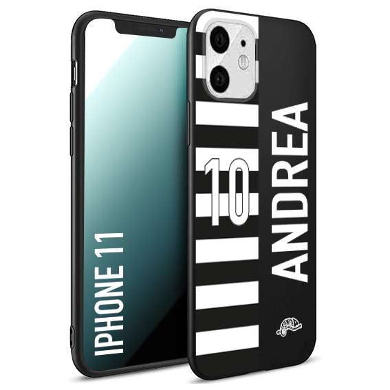 CUSTOMIZZA - Custodia cover nera morbida in tpu compatibile per iPhone 11 personalizzata calcio football nome e numero calciatori bianconera