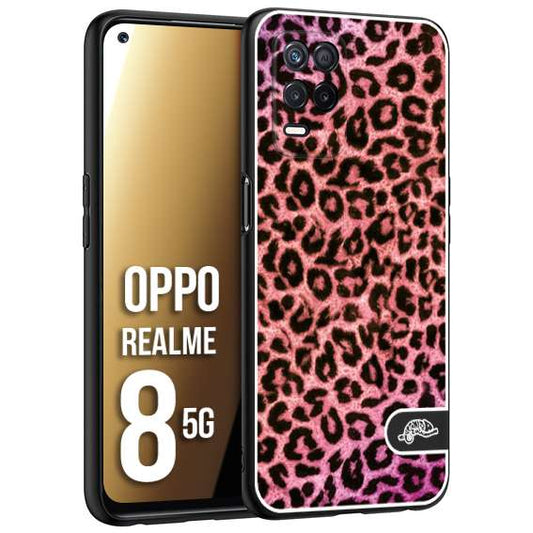 CUSTOMIZZA - Custodia cover nera morbida in tpu compatibile per Oppo Realme 8 5G leopardato maculato donna rosa leopard