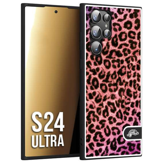 CUSTOMIZZA - Custodia cover nera morbida in tpu compatibile per Samsung S24 ULTRA leopardato maculato donna rosa leopard