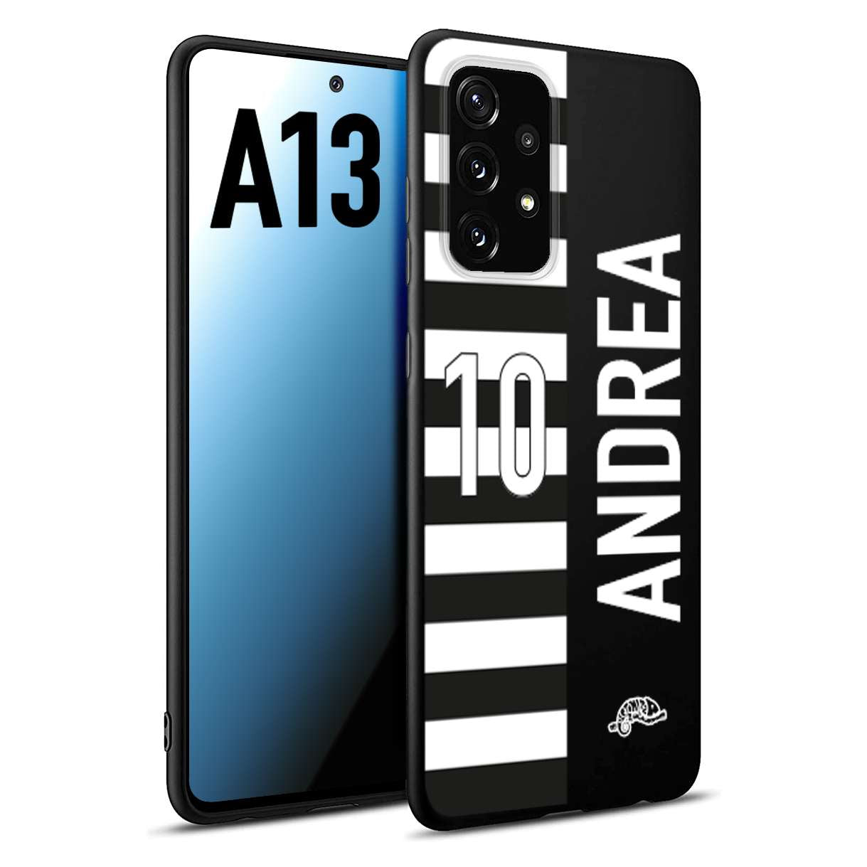 CUSTOMIZZA - Custodia cover nera morbida in tpu compatibile per Samsung A13 personalizzata calcio football nome e numero calciatori bianconera