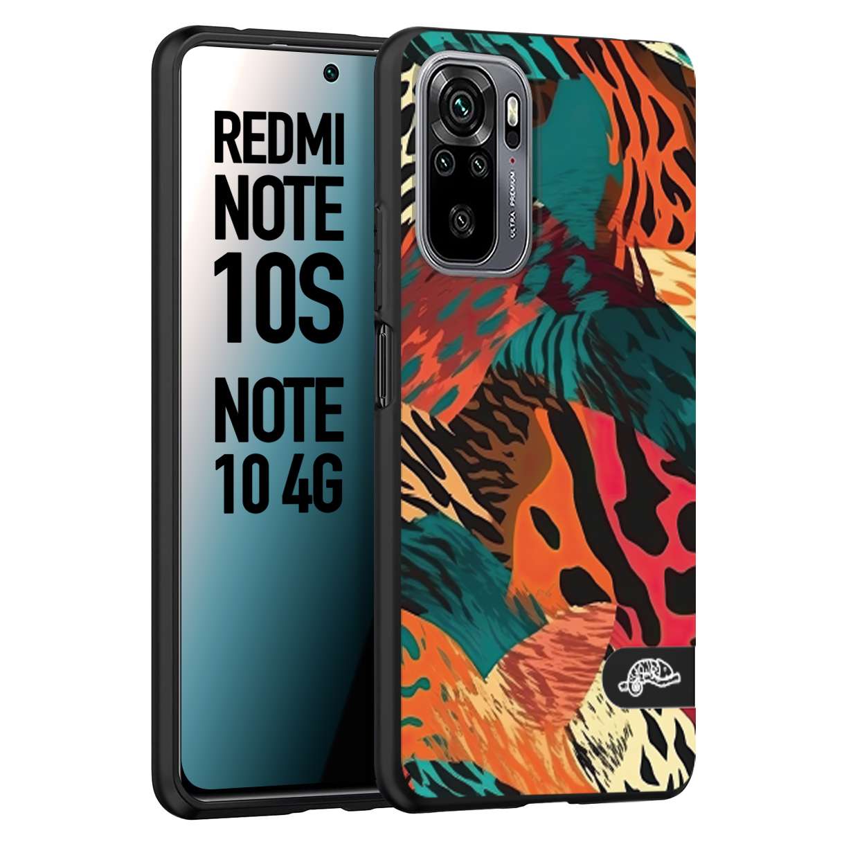 CUSTOMIZZA - Custodia cover nera morbida in tpu compatibile per Xiaomi Redmi Note 10S leopardato tigrato tiger colorata summer arancio verde fucsia