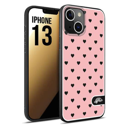 CUSTOMIZZA - Custodia cover nera morbida in tpu compatibile per iPhone 13 cuori pois rosa donna pin up vintage