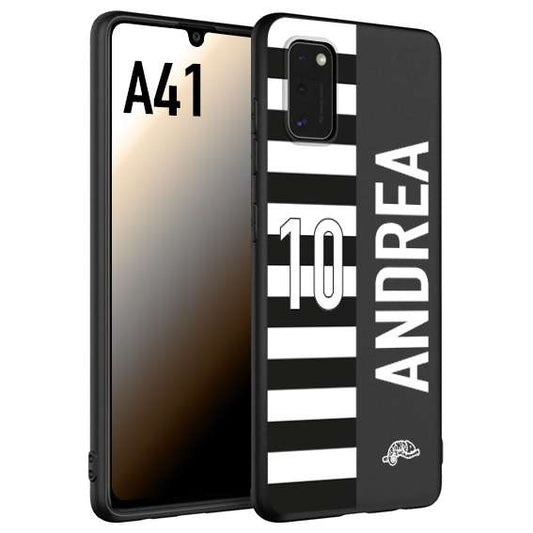 CUSTOMIZZA - Custodia cover nera morbida in tpu compatibile per Samsung A41 personalizzata calcio football nome e numero calciatori bianconera