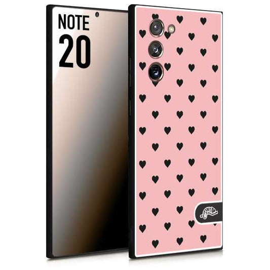 CUSTOMIZZA - Custodia cover nera morbida in tpu compatibile per Samsung NOTE 20 cuori pois rosa donna pin up vintage