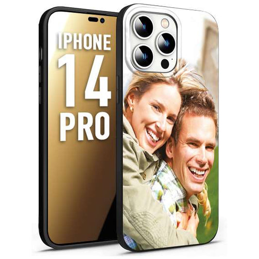 CUSTOMIZZA - Custodia cover nera morbida in tpu compatibile per iPhone 14 PRO personalizzata con foto immagine scritta a piacere