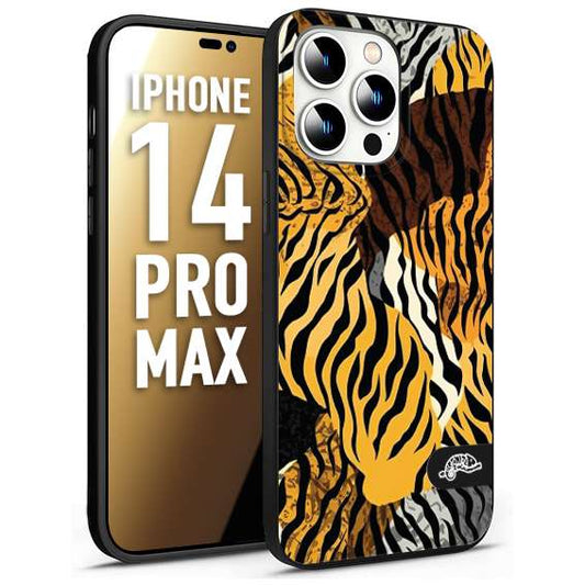 CUSTOMIZZA - Custodia cover nera morbida in tpu compatibile per iPhone 14 PRO MAX leopardato tigrato tiger colorata donna fashion estate