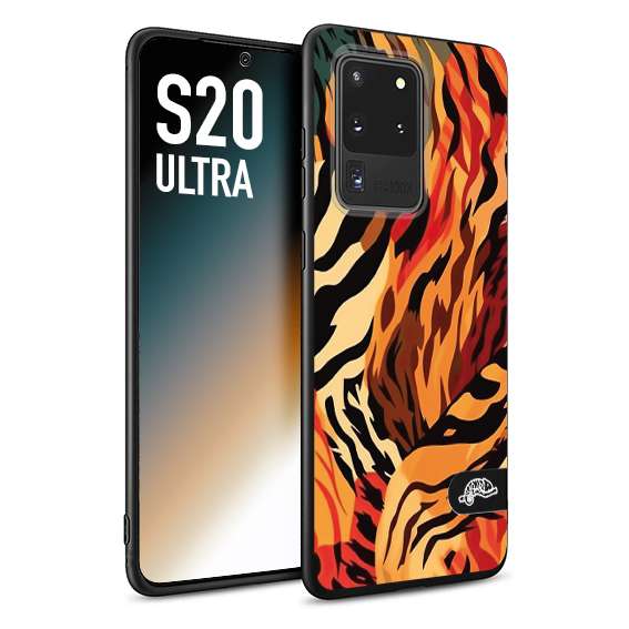 CUSTOMIZZA - Custodia cover nera morbida in tpu compatibile per Samsung S20 ULTRA leopardato maculato tigrato tiger colorata gialla rossa arancio