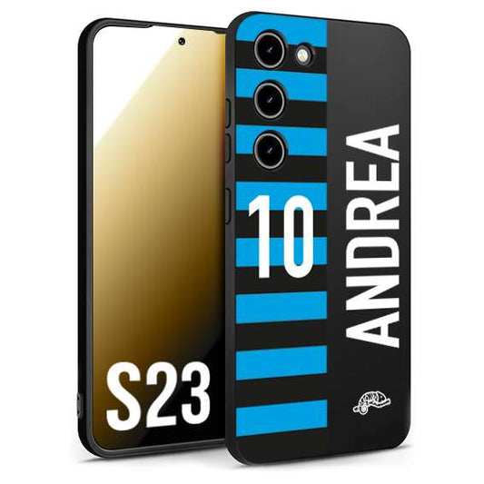 CUSTOMIZZA - Custodia cover nera morbida in tpu compatibile per Samsung S23 personalizzata calcio football nome e numero calciatori nerazzurra