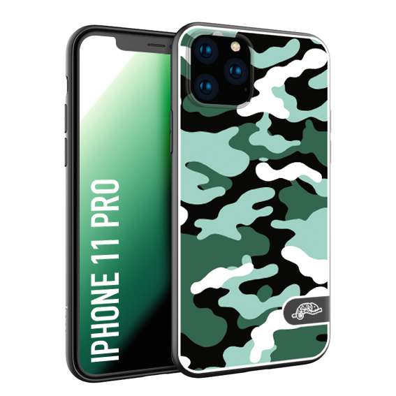 CUSTOMIZZA - Custodia cover nera morbida in tpu compatibile per iPhone 11 PRO camouflage mimetico militare verde green