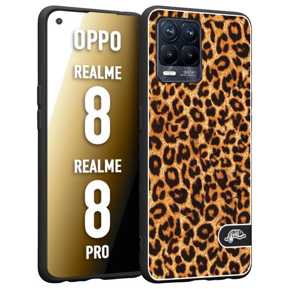 CUSTOMIZZA - Custodia cover nera morbida in tpu compatibile per Oppo Realme 8 - 8 PRO leopardato maculato donna marrone leopard brown