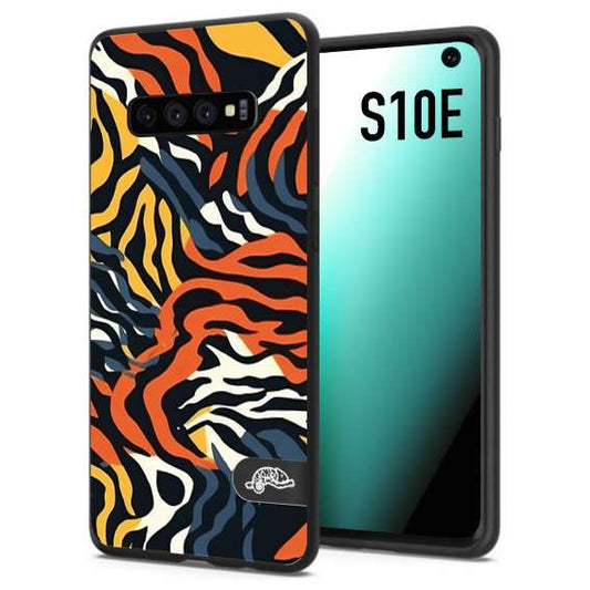 CUSTOMIZZA - Custodia cover nera morbida in tpu compatibile per Samsung S10E leopardato maculato tigrato tiger colorata gialla blu arancio