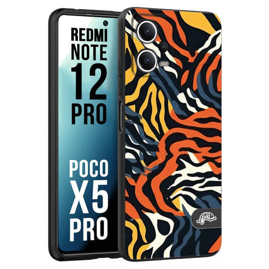 CUSTOMIZZA - Custodia cover nera morbida in tpu compatibile per Xiaomi Redmi Note 12 PRO - POCO X5 PRO leopardato maculato tigrato tiger colorata gialla blu arancio