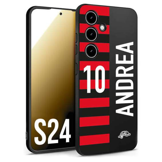 CUSTOMIZZA - Custodia cover nera morbida in tpu compatibile per Samsung S24 personalizzata calcio football nome e numero calciatori rossonera