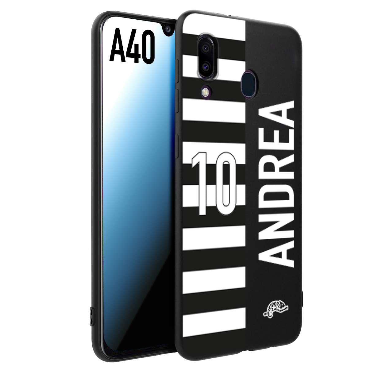 CUSTOMIZZA - Custodia cover nera morbida in tpu compatibile per Samsung A40 personalizzata calcio football nome e numero calciatori bianconera