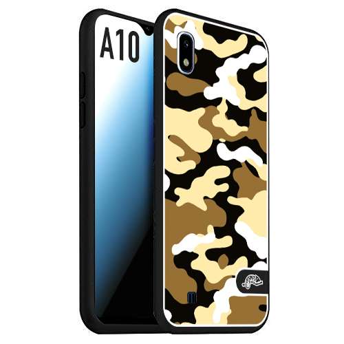 CUSTOMIZZA - Custodia cover nera morbida in tpu compatibile per Samsung A10 camouflage mimetico militare giallo desert brown