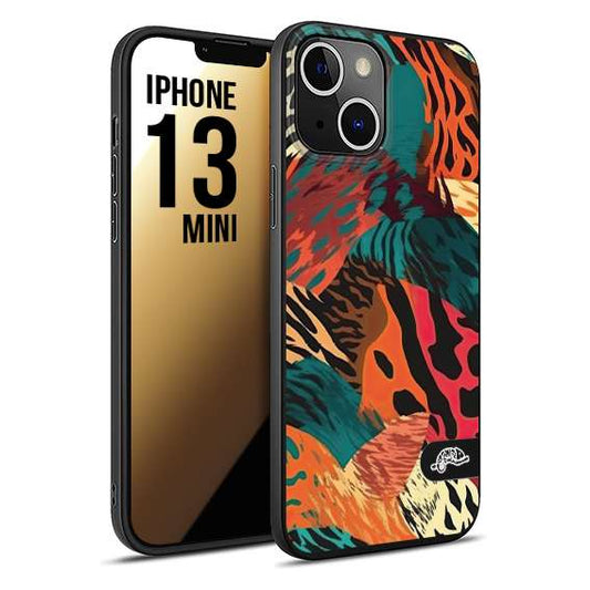 CUSTOMIZZA - Custodia cover nera morbida in tpu compatibile per iPhone 13 MINI leopardato tigrato tiger colorata summer arancio verde fucsia