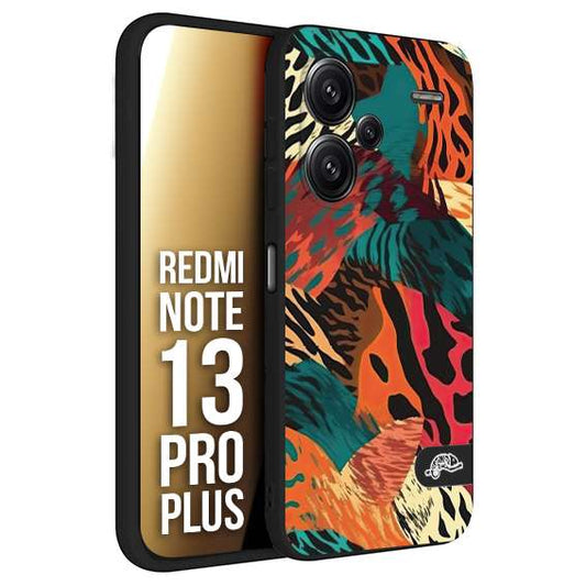 CUSTOMIZZA - Custodia cover nera morbida in tpu compatibile per Xiaomi Redmi Note 13 PRO PLUS leopardato tigrato tiger colorata summer arancio verde fucsia