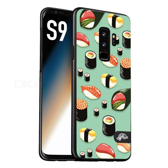 CUSTOMIZZA - Custodia cover nera morbida in tpu compatibile per Samsung S9 sushi disegni giapponese nighiri acquamarina verde