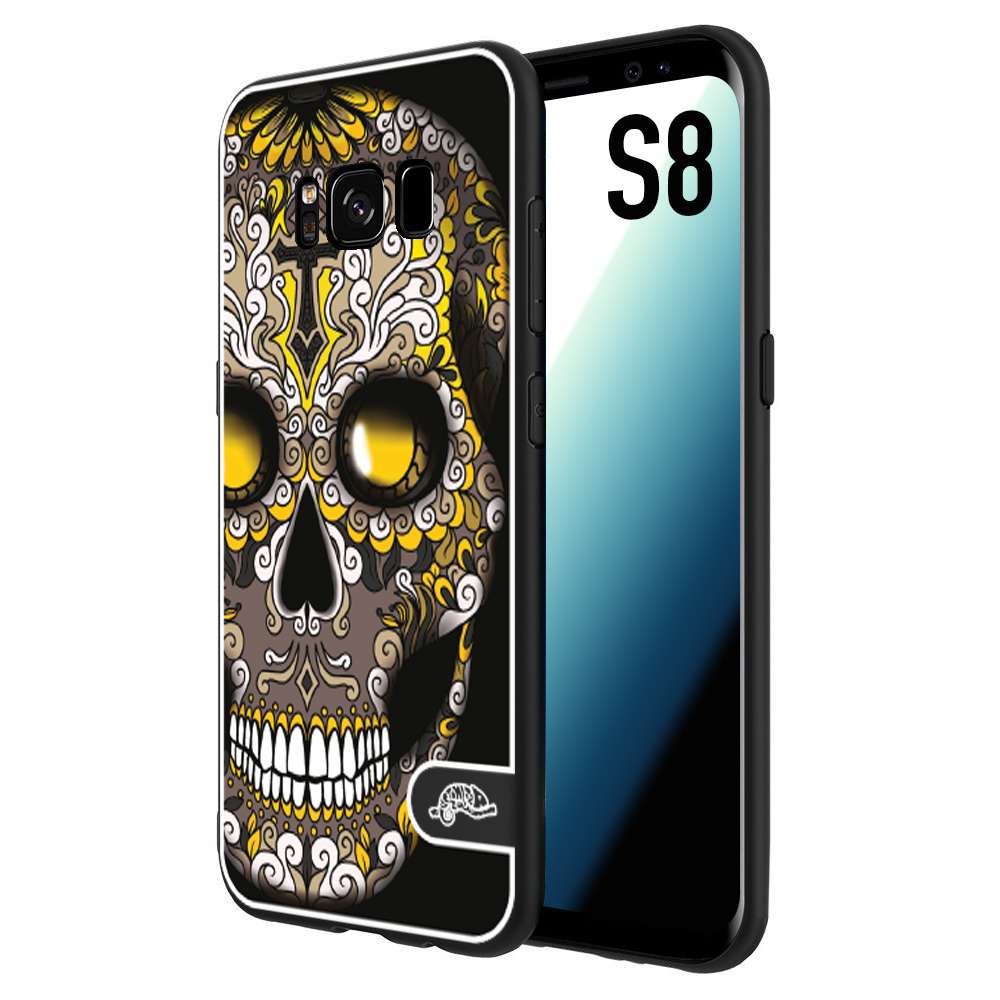 CUSTOMIZZA - Custodia cover nera morbida in tpu compatibile per Samsung S8 teschio messicano Mexican skull nero giallo