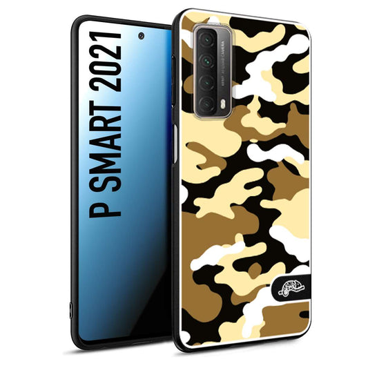 CUSTOMIZZA - Custodia cover nera morbida in tpu compatibile per Huawei P Smart 2021 camouflage mimetico militare giallo desert brown