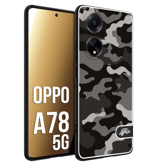 CUSTOMIZZA - Custodia cover nera morbida in tpu compatibile per Oppo A78 5G camouflage mimetico militare nero black grigio