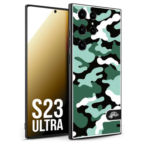 CUSTOMIZZA - Custodia cover nera morbida in tpu compatibile per Samsung S23 ULTRA camouflage mimetico militare verde green