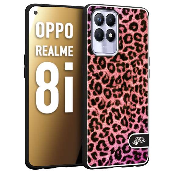 CUSTOMIZZA - Custodia cover nera morbida in tpu compatibile per Oppo Realme 8i leopardato maculato donna rosa leopard