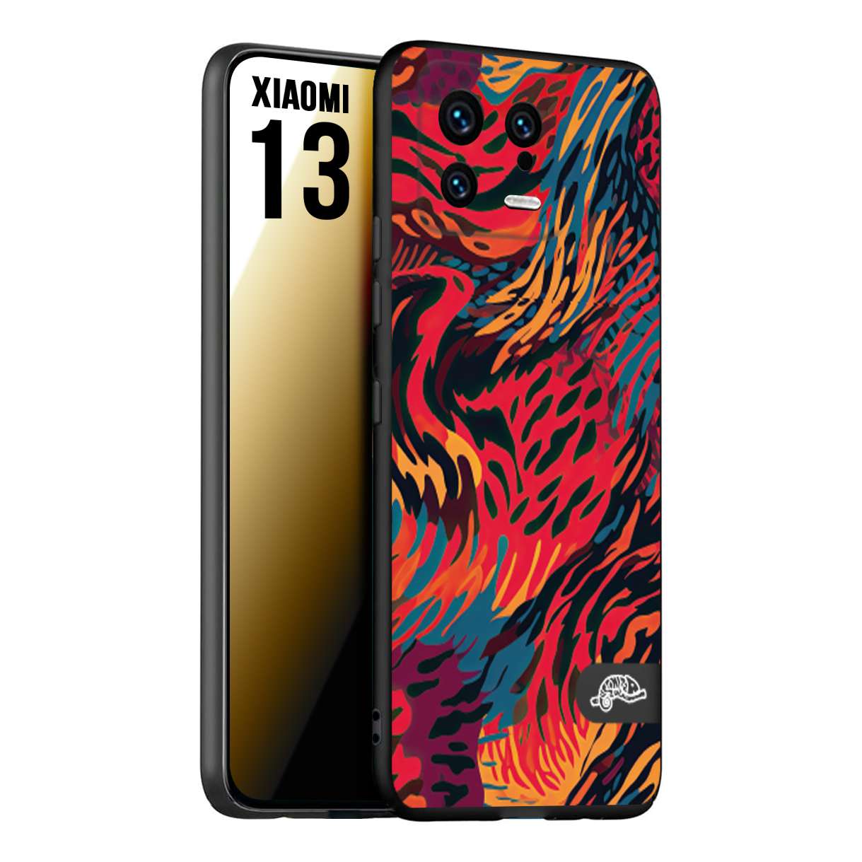 CUSTOMIZZA - Custodia cover nera morbida in tpu compatibile per Xiaomi 13 leopardato maculato tigrato colorata fiamme rossa blu arancione