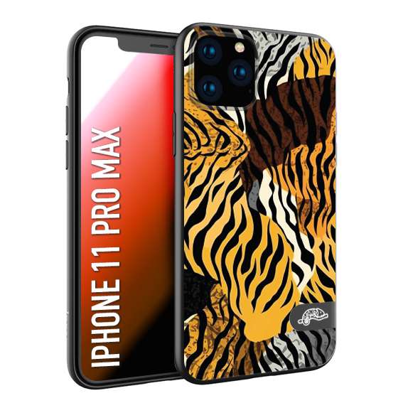 CUSTOMIZZA - Custodia cover nera morbida in tpu compatibile per iPhone 11 PRO MAX leopardato tigrato tiger colorata donna fashion estate