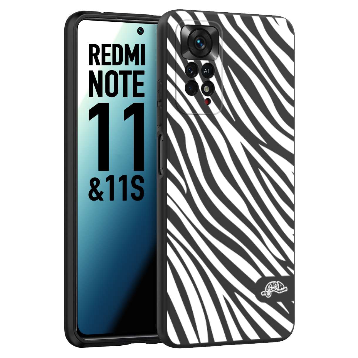 CUSTOMIZZA - Custodia cover nera morbida in tpu compatibile per Xiaomi Redmi Note 11 -  Note 11S zebrata maculata a rilievo soft touch donna bianca