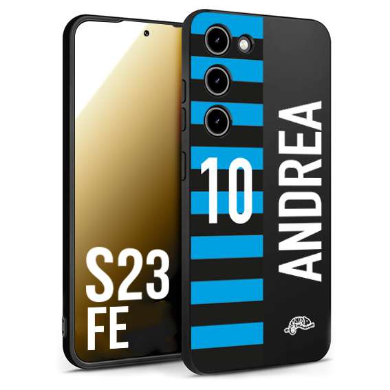 CUSTOMIZZA - Custodia cover nera morbida in tpu compatibile per Samsung S23 FE personalizzata calcio football nome e numero calciatori nerazzurra