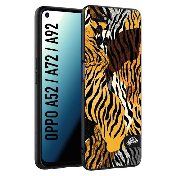 CUSTOMIZZA - Custodia cover nera morbida in tpu compatibile per Oppo A52 - A72 - A92 leopardato tigrato tiger colorata donna fashion estate