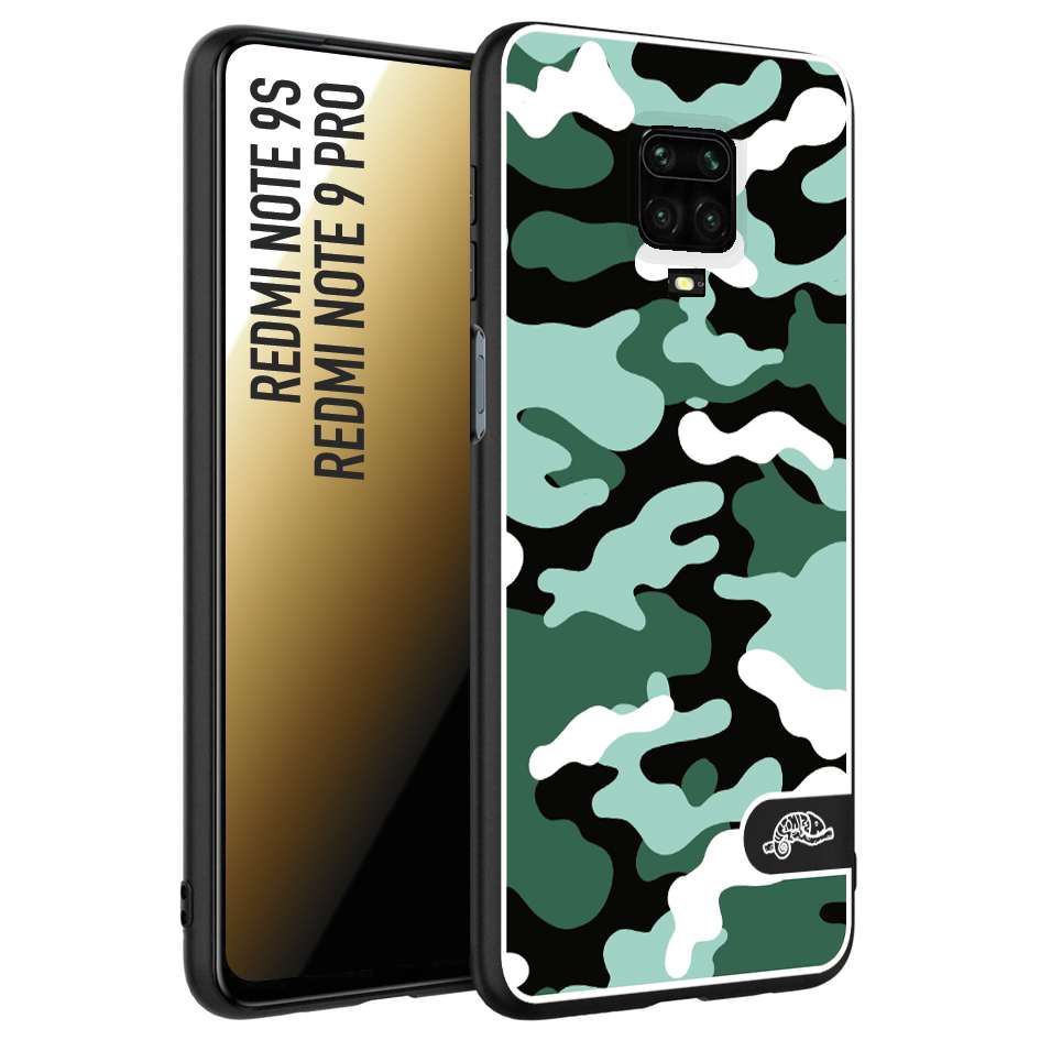 CUSTOMIZZA - Custodia cover nera morbida in tpu compatibile per Xiaomi Redmi Note 9S - Note 9 PRO camouflage mimetico militare verde green