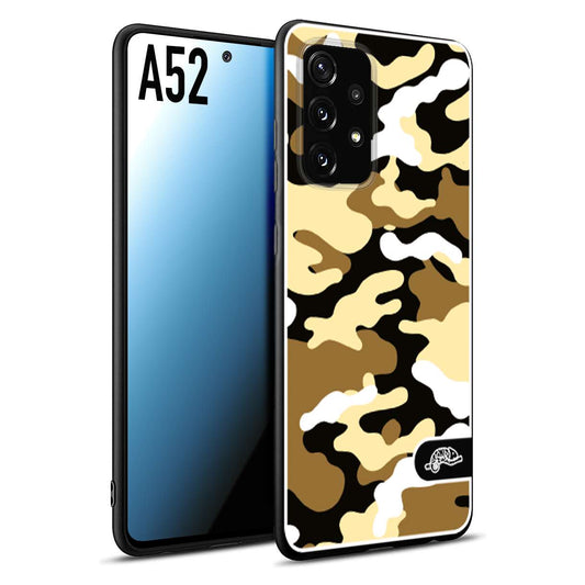 CUSTOMIZZA - Custodia cover nera morbida in tpu compatibile per Samsung A52 camouflage mimetico militare giallo desert brown