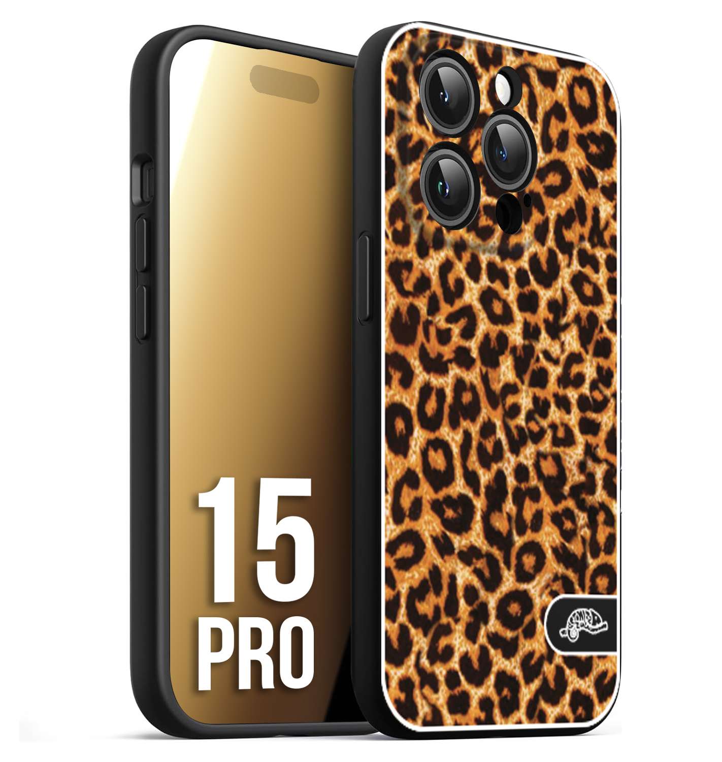 CUSTOMIZZA - Custodia cover nera morbida in tpu compatibile per iPhone 15 PRO leopardato maculato donna marrone leopard brown