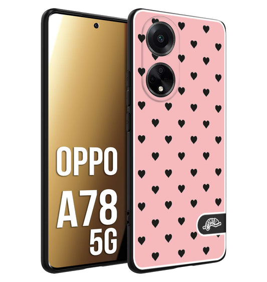 CUSTOMIZZA - Custodia cover nera morbida in tpu compatibile per Oppo A78 5G cuori pois rosa donna pin up vintage